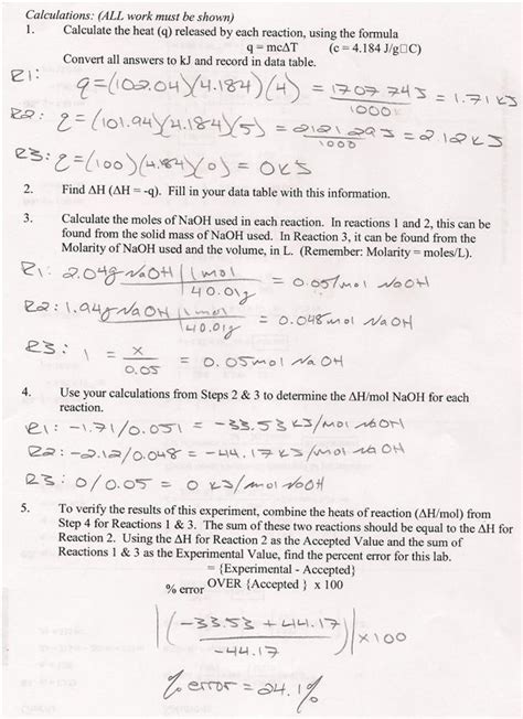 You will see that in the examples below. Mike's Online LabBook: Hess' Law: Additivity of Heats of ...