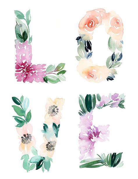Watercolor Floral Love Free Printable Card And Wall Art