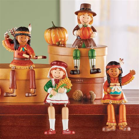 Pilgrim And Native American Thanksgiving Sitter Figurines Collections Etc