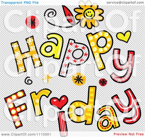Clipart Colorful Sketched Happy Friday Text Royalty Free
