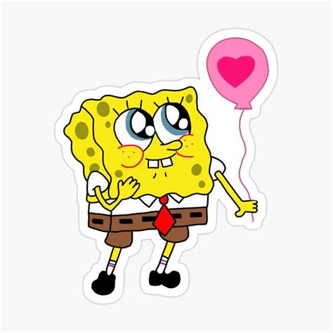 Cute Spongebob Squarepants With Baloon Sticker By Katuse In 2021