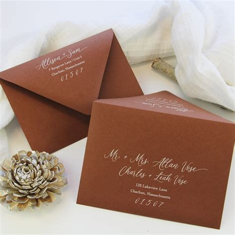 Sepia Dark Terracotta Rust Wedding Envelopes Standard Etsy