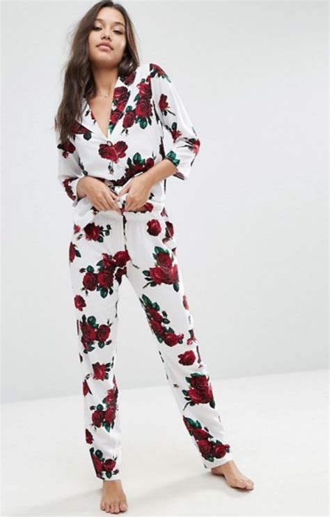 Asos Valentines Romantic Rose Traditional Pyjama Set Pyjama Set