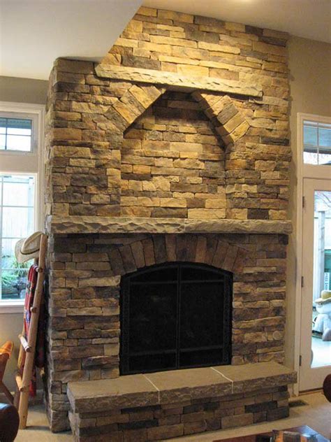 Stone Fireplace Cultured Stone Fireplace With Sandstone Hearth And