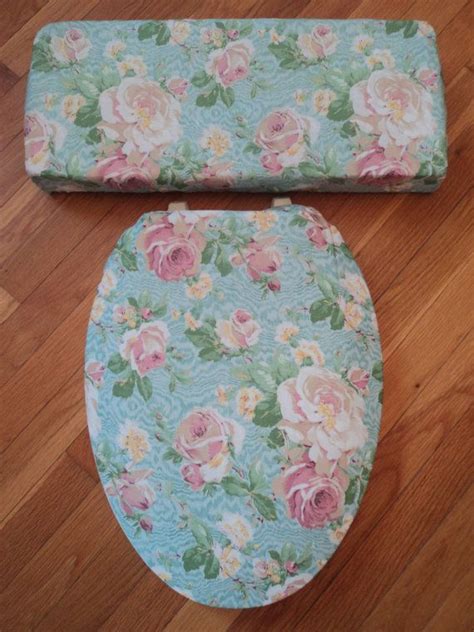 Aqua And Dusty Pink Roses Toilet Seat Lid Cover Set Etsy Toilet Seat