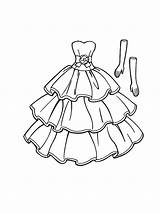 Coloring Dress Pages Doll Barbie Gown Birthday Gloves Night Happy sketch template