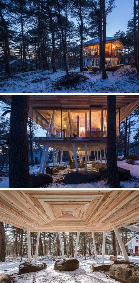 Wir planen und bauen mit ihnen ihr ökohaus aus holz und legen besonderen wert auf nachhaltigkeit, ökologie und ihre gesundheit. Holzhaus auf Stelzen glasfronten-holz-innendesign-weiße ...