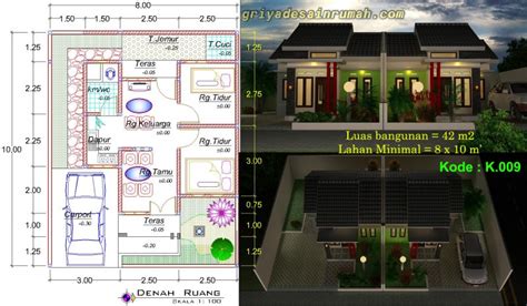 Denah rumah 2 lantai 5x12. Desain dan Denah Rumah Minimalis Modern 1 Lantai 2 Kamar ...