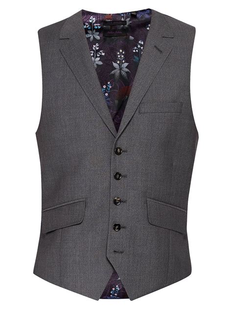 Ted Baker Bundaw Wool Semi Plain Tailored Waistcoat Grey At John Lewis