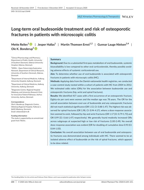 Long Term Oral Budesonide Treatment And Risk Of Osteoporotic Fractures