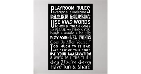 Playroom Rules Subway Art Poster Zazzle