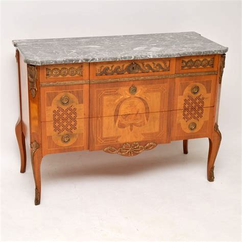 Antique Swedish Marble Top Commode With Fine Marquetry Marylebone