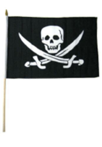 12x18 12x18 Jolly Roger Pirate Calico Jack Rackham Stick Flag Wood