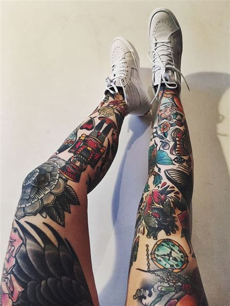 leg sleeve tattoo women