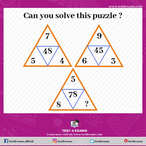 Solve The Triangle Math Puzzle Math Logic Puzzles Test 4 Exams