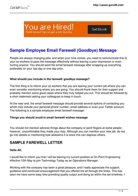 Sample Email Farewell Goodbye To Colleagues How To Create An Email