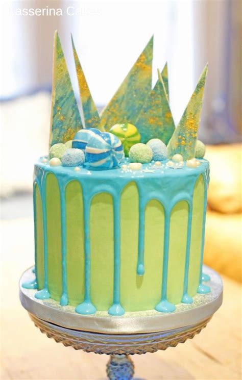 Blue And Green Colour Pour Drip Candy Cake Cake Drip Cakes Cake