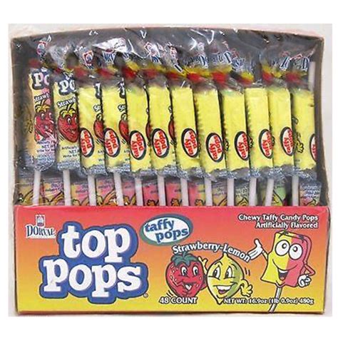 Dorval Top Pops Chewy Taffy Lollipop Strawberry Lemon 035oz 10g