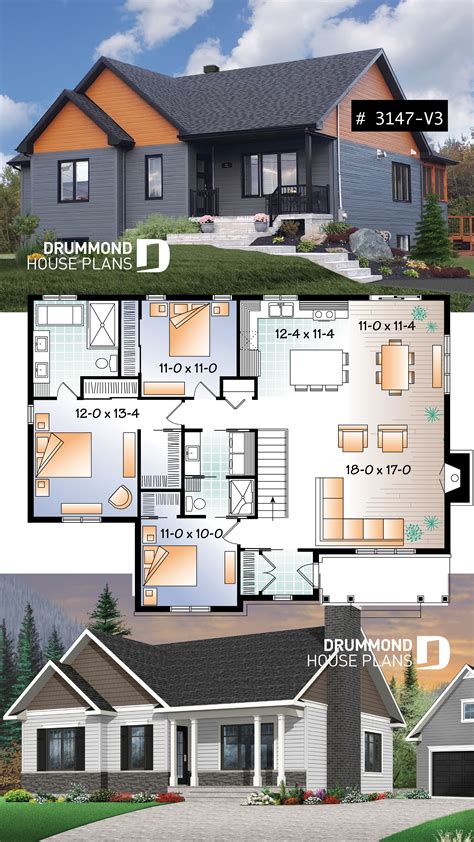 Great Traditional Bungalow Home Plan With 3 Bedrooms And Open Floor Plan