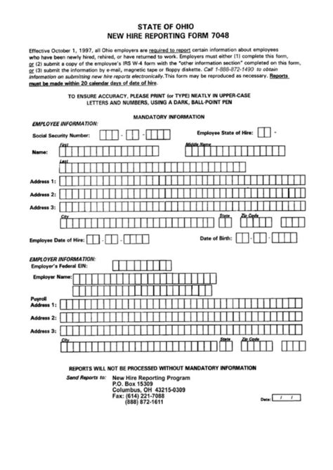 New Hire Reporting Form 7048 Printable Pdf Download