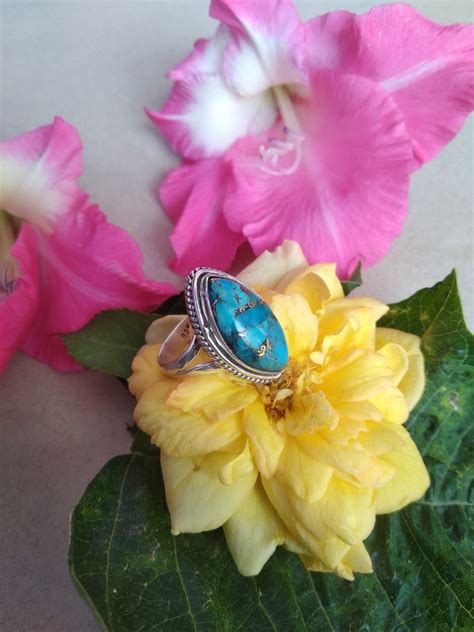 Buy Blue Copper Turquoise Ring Sterling Silver Ring December Online In