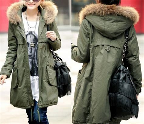 Winter Coats For Women In Green With Fur Hood On Luulla