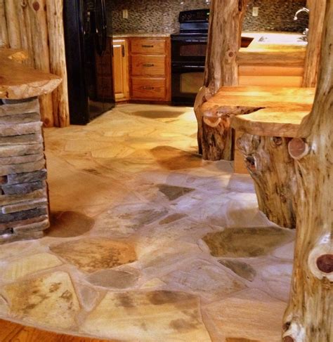 Cedar Log Kitchen Flagstone Floor After Rustic By Magee Service Group