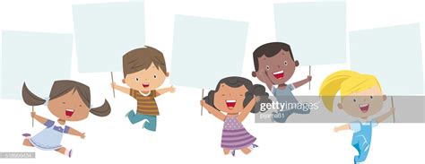 Multiethnic Kids Holding Banner High Res Vector Graphic Getty Images