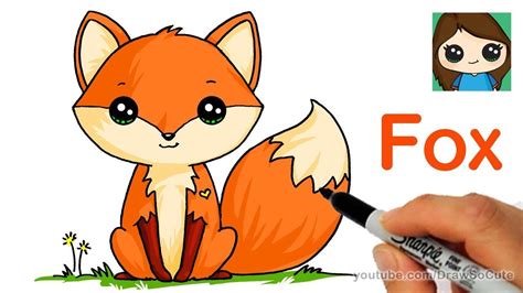 How To Draw A Cute Fox Easy Cute Fox Drawing Fox Drawing Cartoon