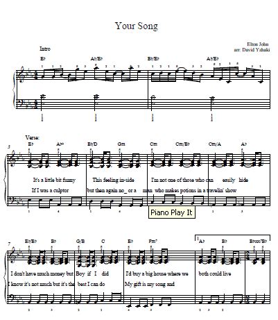We have an official your song tab made by ug professional guitarists. Elton John Your Song Piano Tutorial
