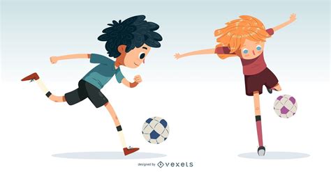 Descarga Vector De Conjunto De Vectores De Niños De Fútbol