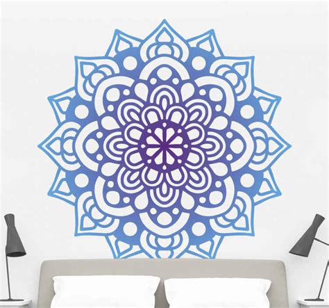 Mandala In Blue Shades Floral Wall Decal Tenstickers