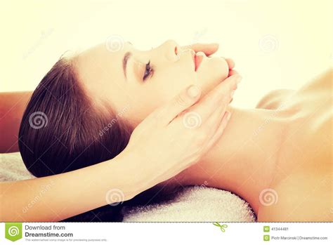 Relaxed Woman Enjoy Receiving Face Massage Stock Image Image Of Acupressure Healthcare 41344481