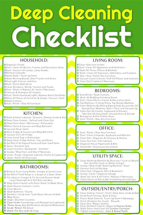 Deep Cleaning House Checklist Printable