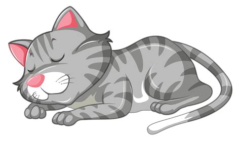 Sleeping Cat Vector Cartoon Clipart Illustration Napping Cats Cute Gray Icon Digital Art File