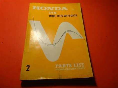 Oem Original Honda Parts List Catalog Catalogue Manual 1968 Cd175 Cb175