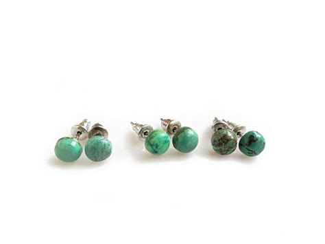 Turquoise Stud Earrings Small Genuine Turquoise Studs Tiny Etsy