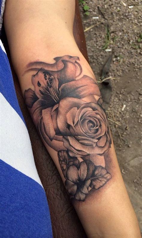 Black Vintage Rose Forearm Tattoo Ideas For Women