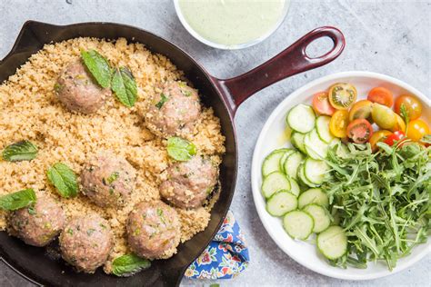 2 tablespoons olive oil, 2 pounds 80% lean ground beef, 1 cup ricotta cheese, 2 large eggs, 1/2 cup bread crumbs, 1/4 cup chopped fresh parsley, 1 tablespoon chopped fresh oregano or 1 teaspoon dried, 2 teaspoons salt, 1/4 teaspoon crushed red pepper flakes. Make Meatballs and Couscous in a Single Skillet | Citizens ...