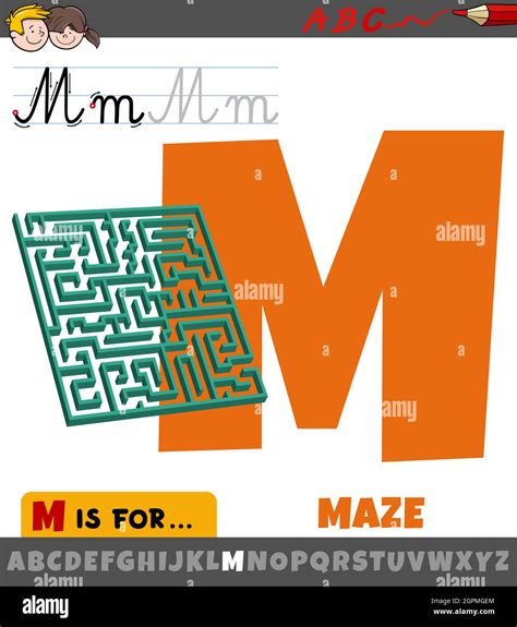 Letter M From Alphabet With Maze Object Stock Vector Image And Art Alamy