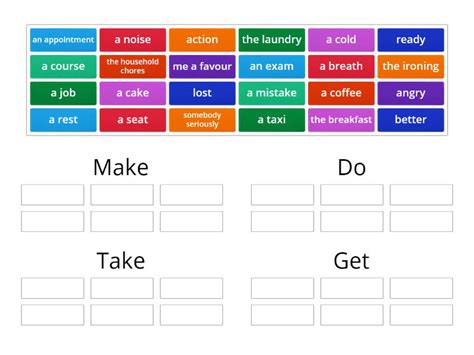 Common Collocations Make Do Take Get Group Sort