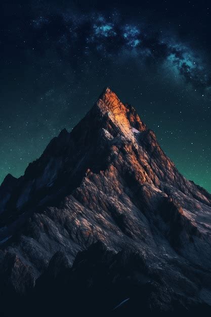 Free Photo Nature Landscape With Mountains And Starry Night Sky