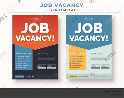 Job Vacancy Flyer Vector And Photo Free Trial Bigstock