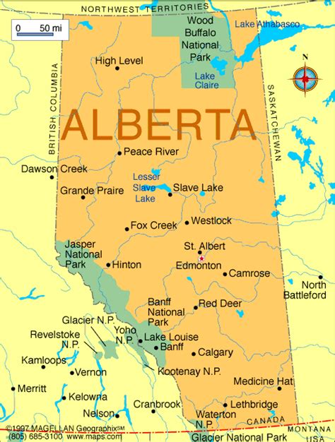 Alberta Province Map And Cities Canada Express