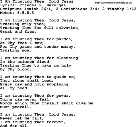 Good Old Hymns I Am Trusting Thee Lord Jesus Lyrics Sheetmusic