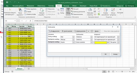 Excel sortowanie wartości DataTalk pl