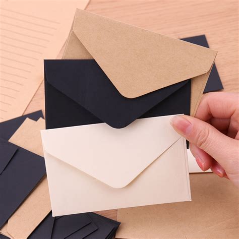 20pcs Kraft Blank Mini Paper Envelope Kraft White Black Paper Envelope