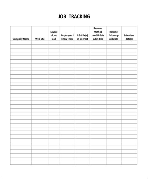 Tracking Form Template