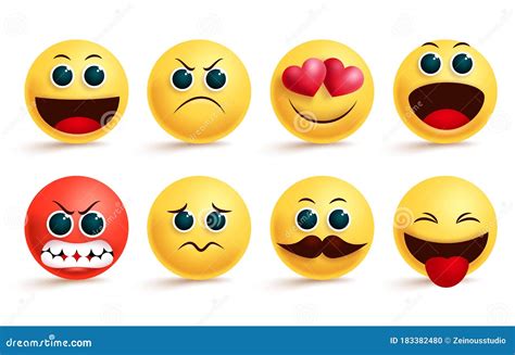 Smiley Emoji Vector Set Yellow Smileys Emoji And Emoticon With Cute