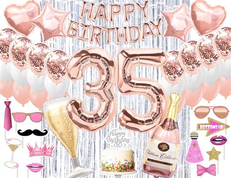 35th Birthday Decorations 35 Birthday Party Supplies Rose Gold Etsy